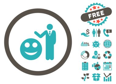 Bonus ile düz glif simge göster gülümse