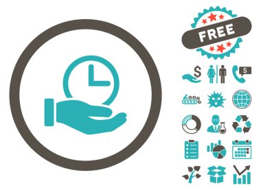 Saat hizmet düz glif simgesini Bonus ile