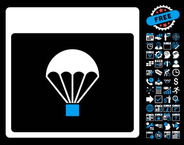 Paraşüt takvim sayfa düz vektör simge Bonus ile