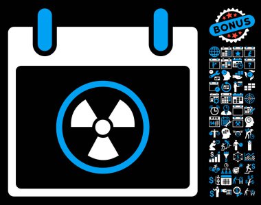 Bonus ile radyoaktif takvim gün düz vektör simgesi
