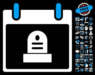 Bonus ile rip anıt takvim gün düz vektör simgesi