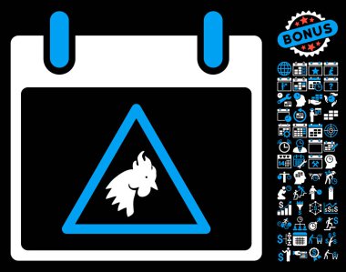 Takvim gün düz vektör simge Bonus ile uyarı horoz