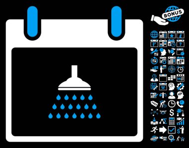 Bonus ile duş takvim gün düz vektör simgesi