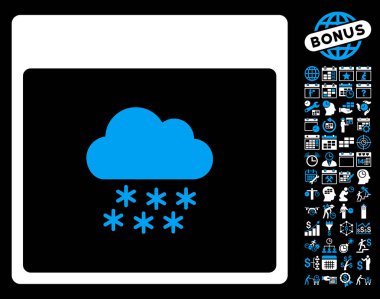 Bonus ile kar bulut takvim sayfa düz vektör simgesi