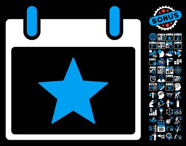 Bonus ile yıldız takvim gün düz vektör simgesi