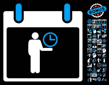 Zaman Yöneticisi takvim günü düz vektör simge Bonus ile
