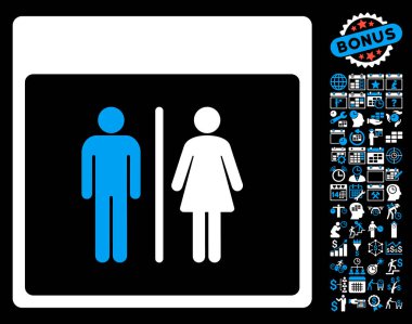 Tuvalet kişi ile Bonus sayfa düz vektör simge takvim