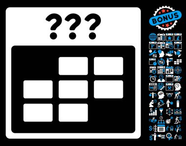 Bonus ile bilinmeyen ay takvimi kılavuz düz vektör simgesi