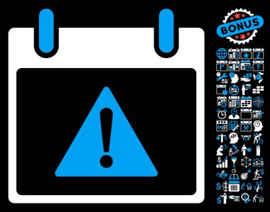 Uyarı takvim gün düz vektör simgesi Bonus ile