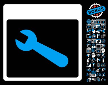 İngiliz anahtarı aracı takvim sayfa düz vektör simgesi Bonus ile