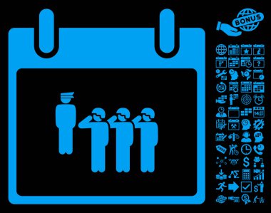 Bonus ile ordu kadrosu takvim gün düz vektör simgesi