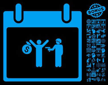 Bonus ile tutuklama takvim gün düz vektör simgesi