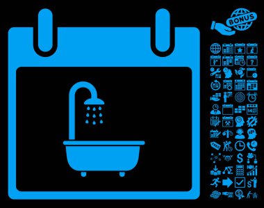 Bonus ile banyo takvim gün düz vektör simgesi