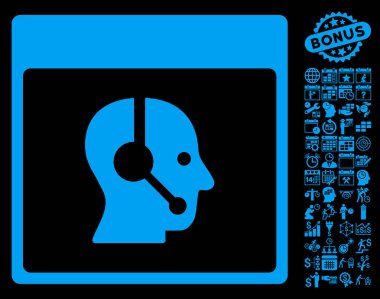 Çağrı Merkezi operatörü takvim sayfa düz vektör simge Bonus ile