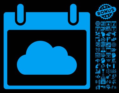 Bonus ile bulut takvim gün düz vektör simgesi