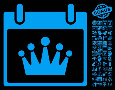 Bonus ile taç takvim gün düz vektör simgesi