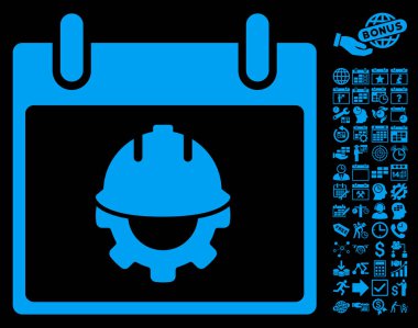 Bonus ile Geliştirme takvim gün düz vektör simgesi