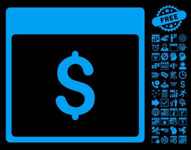 Bonus ile Doları Döviz Alım takvimi sayfa düz vektör simgesi