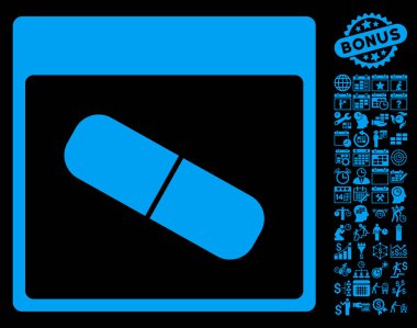 Takvim sayfası düz vektör simge Bonus ile ilaç kapsül