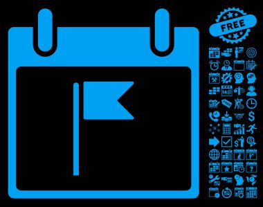 Bayrak takvim gün düz vektör simgesi Bonus ile