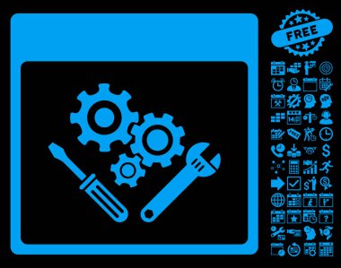 Vites araçlar ile Bonus sayfa düz vektör simge takvim