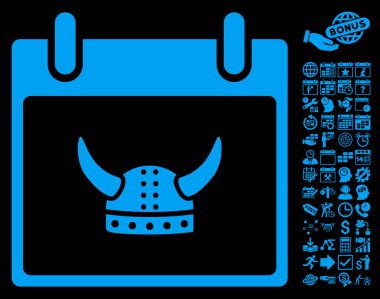 Boynuzlu miğfer takvim gün düz vektör simge Bonus ile