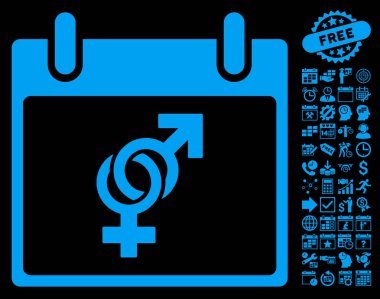 Bonus ile evlilik takvim gün düz vektör simgesi