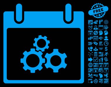 Mekanik vites takvim gün düz vektör simge Bonus ile