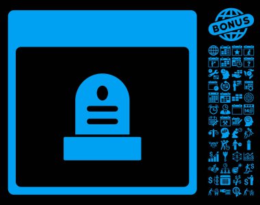 Anıt mezar taşı takvim sayfa düz vektör simge Bonus ile