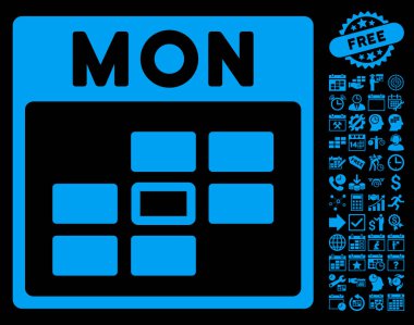 Bonus ile Pazartesi takvim kılavuz düz vektör simgesi