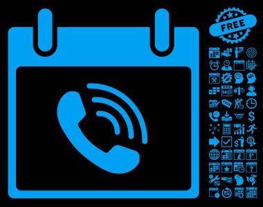 Bonus ile telefon görüşmesi takvim gün düz vektör simgesi