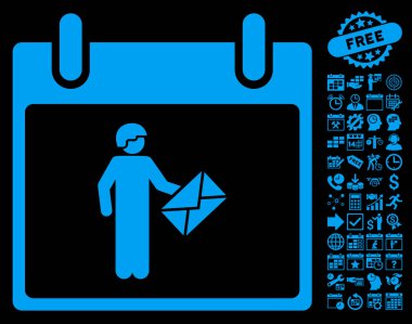 Postacı takvim gün düz vektör simge Bonus ile