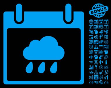 Yağmur bulutu takvim gün düz vektör simge Bonus ile