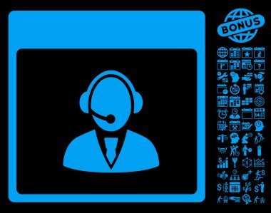 Bonus ile Resepsiyon operatör takvim sayfa düz vektör simgesi