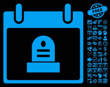 Bonus ile rip anıt takvim gün düz vektör simgesi