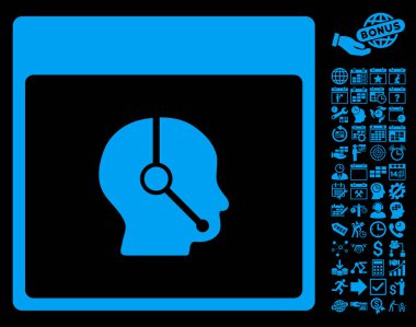 Telefonla satış operatör takvim sayfa düz vektör simge Bonus ile