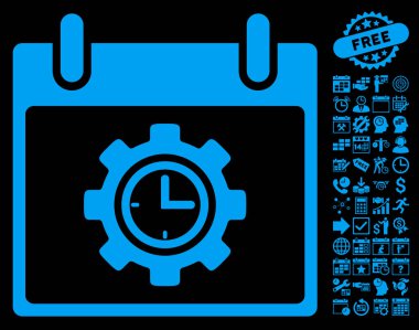 Bonus ile zaman dişli takvim gün düz vektör simgesi