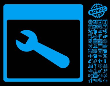 İngiliz anahtarı aracı takvim sayfa düz vektör simgesi Bonus ile