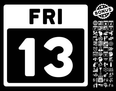 13 sayfa düz vektör simge Bonus ile Cuma takvimi