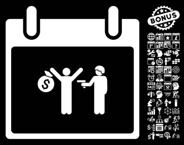 Bonus ile tutuklama takvim gün düz vektör simgesi