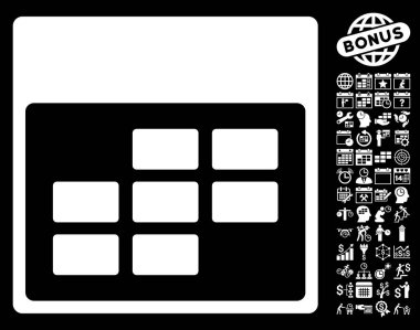 Bonus ile takvim ayı kılavuz düz vektör simgesi