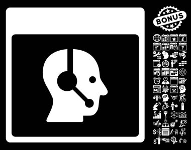 Çağrı Merkezi operatörü takvim sayfa düz vektör simge Bonus ile