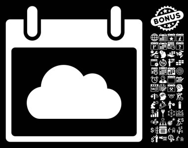 Bonus ile bulut takvim gün düz vektör simgesi