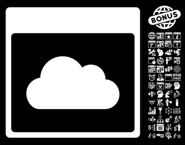 Bonus ile bulut takvim sayfa düz vektör simgesi