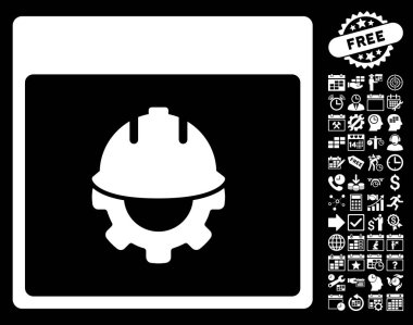 Bonus ile Geliştirme takvim sayfa düz vektör simgesi