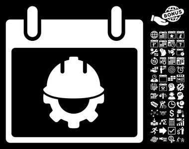 Bonus ile Geliştirme takvim gün düz vektör simgesi