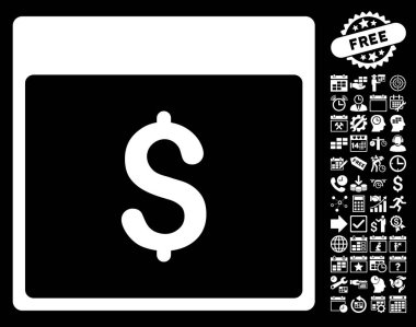 Bonus ile Doları Döviz Alım takvimi sayfa düz vektör simgesi