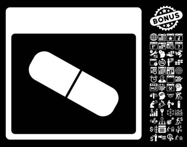 Takvim sayfası düz vektör simge Bonus ile ilaç kapsül