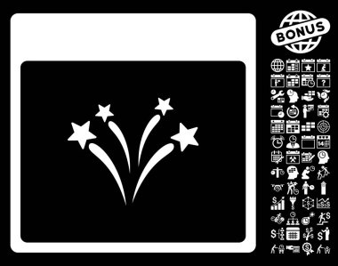 Havai fişek ile Bonus sayfa düz vektör simge takvim