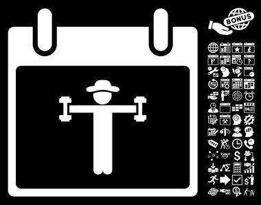 Bonus ile fitness takvim gün düz vektör simgesi